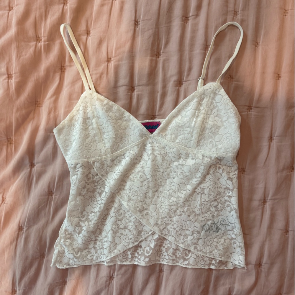 Edikted White Lace Cami Tank Top